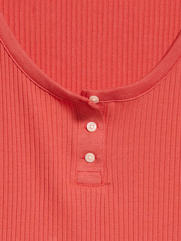 Scoop-Neck Fitted Henley Top