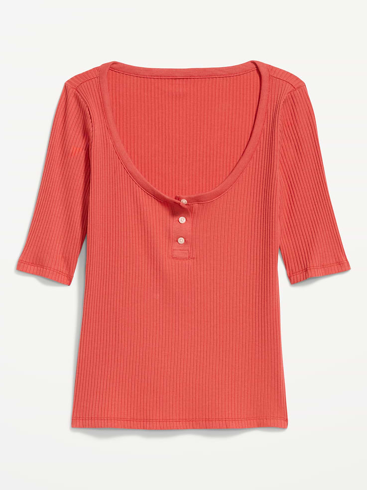 Image number 5 showing, Scoop-Neck Fitted Henley Top