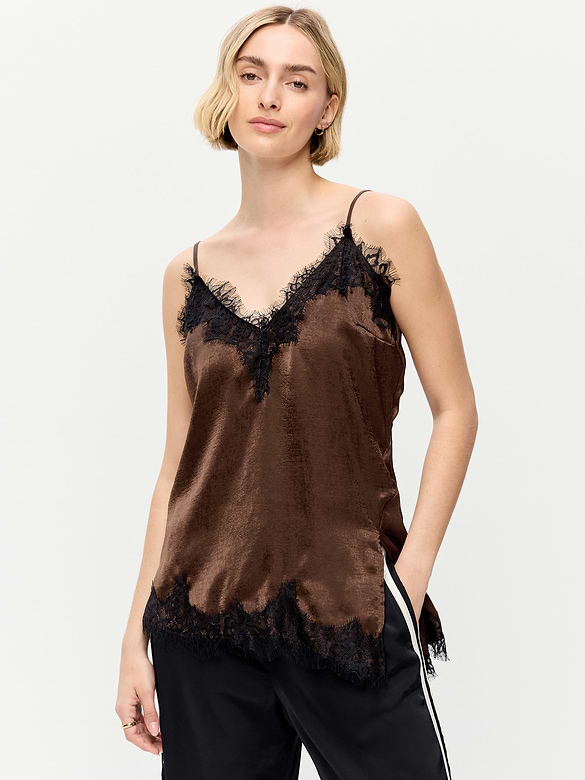 Asymmetrical Lace-Trim Cami Top