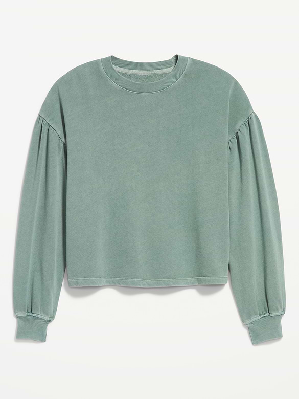SoComfy Oversized Puff-Sleeve Cropped Sweatshirt