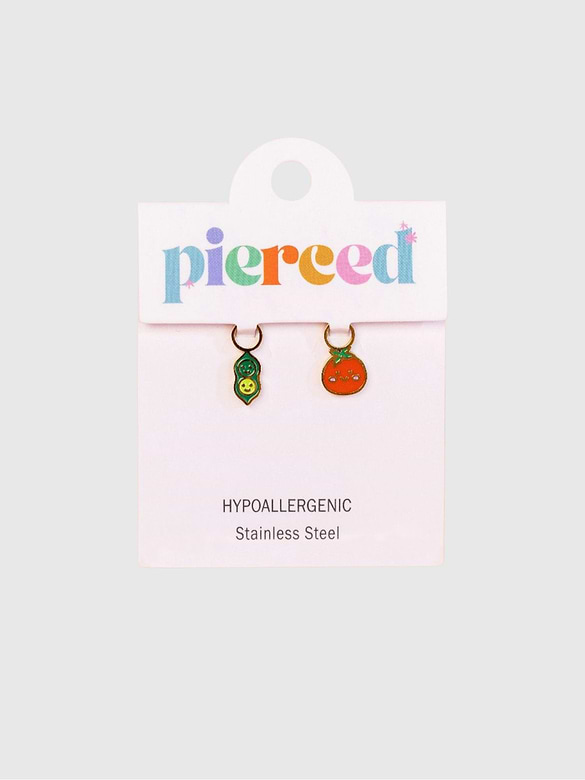 Pierced Co Pea Pod / Tomato Charms for Huggie Earrings