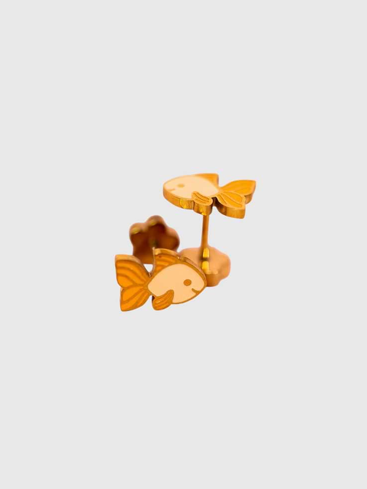 Image 2 of 3, Pierced Co Goldfish Screwback Earrings