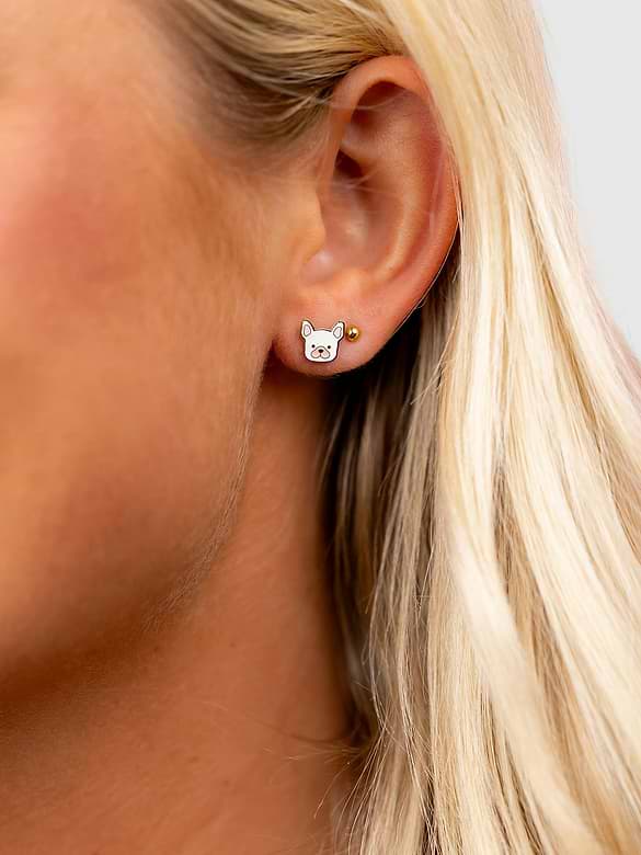 Pierced Co Dog Screwback Earrings