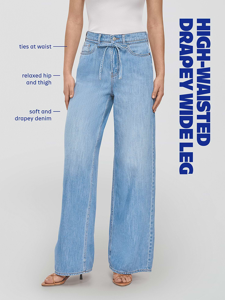 Image number 6 showing, High-Waisted Drapey Wide-Leg Jeans