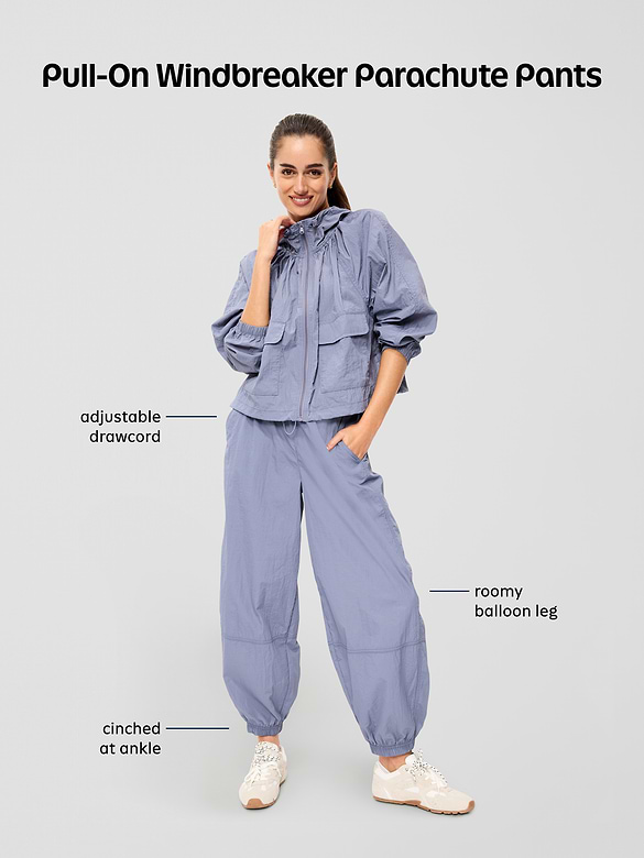 Pull-On Windbreaker Parachute Pants