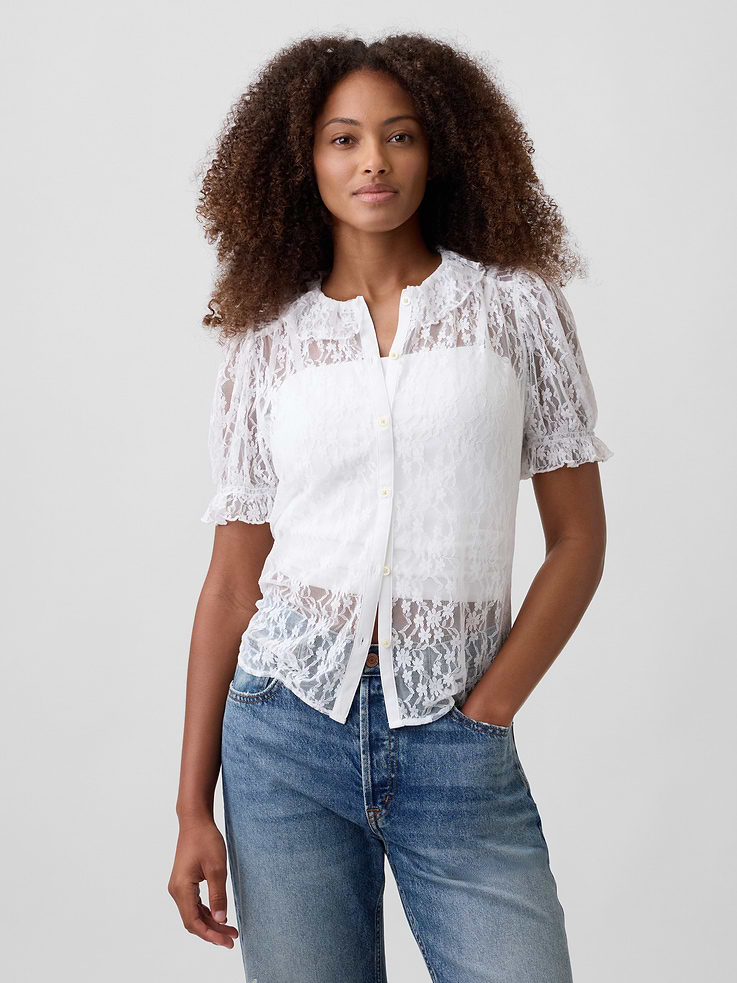 Image number 1 showing, Relaxed Lace Ruffle Top