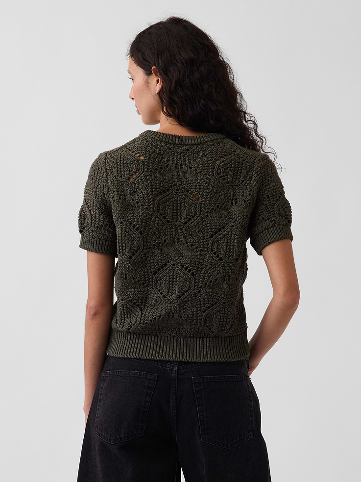 Image number 3 showing, 100% Cotton Crochet Sweater