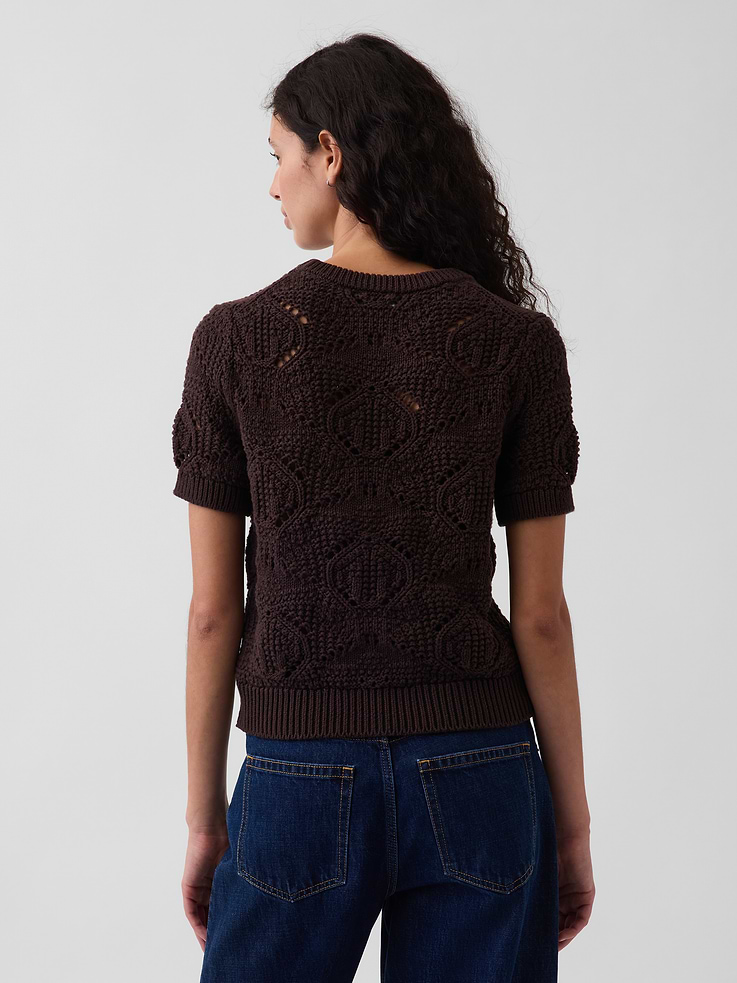 Image number 3 showing, 100% Cotton Crochet Sweater