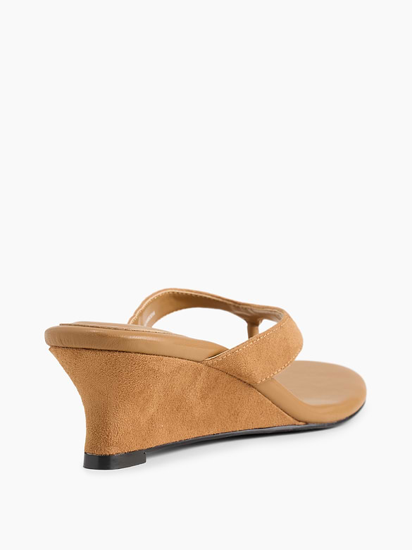 Vegan Leather Wedge Thong Sandals
