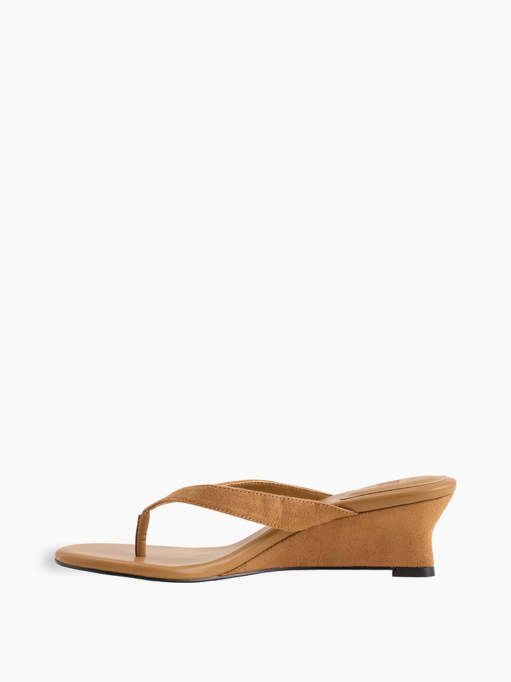 Image number 4 showing, Vegan Leather Wedge Thong Sandals
