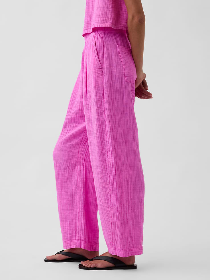 Image number 3 showing, Cotton Gauze Easy Barrel Pants