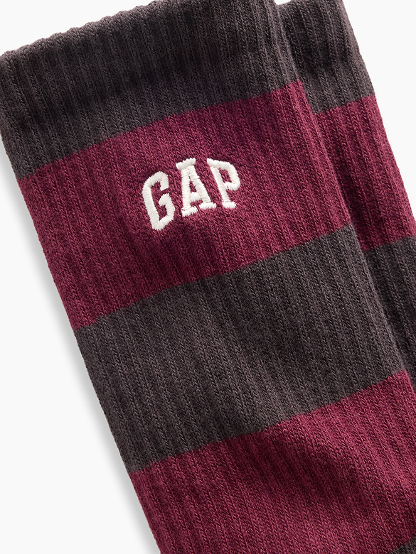 Rugby Stripe Logo Crew Socks
