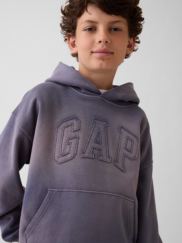 Chandail à capuchon décontracté VintageDoux à logo pour Enfant