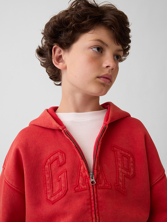 Veste à capuchon décontracté VintageDoux à logo pour Enfant