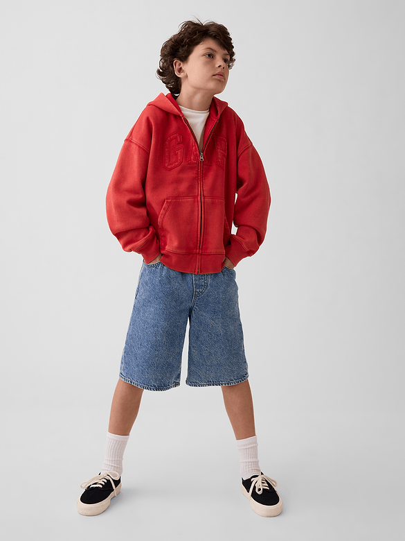 Veste à capuchon décontracté VintageDoux à logo pour Enfant