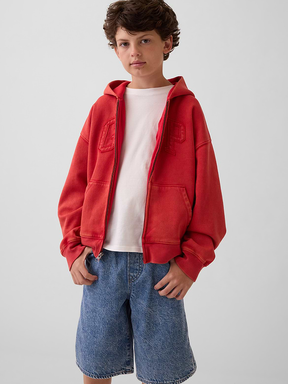 Veste à capuchon décontracté VintageDoux à logo pour Enfant