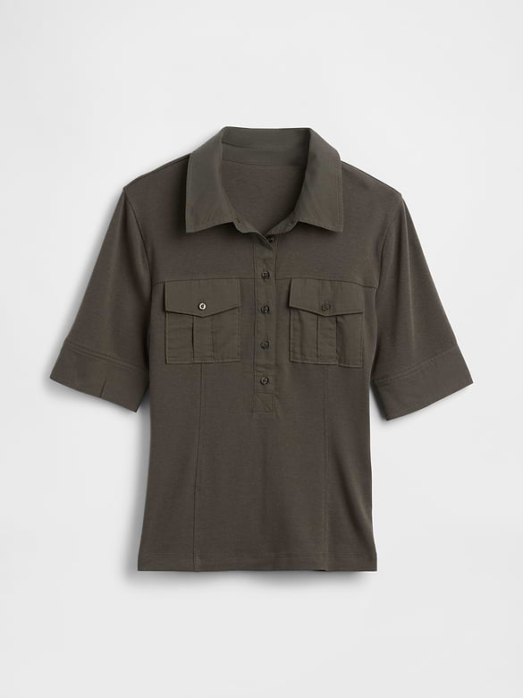 Modern Elbow-Sleeve Utility T-Shirt