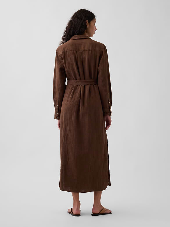 Cotton Gauze Maxi Shirtdress