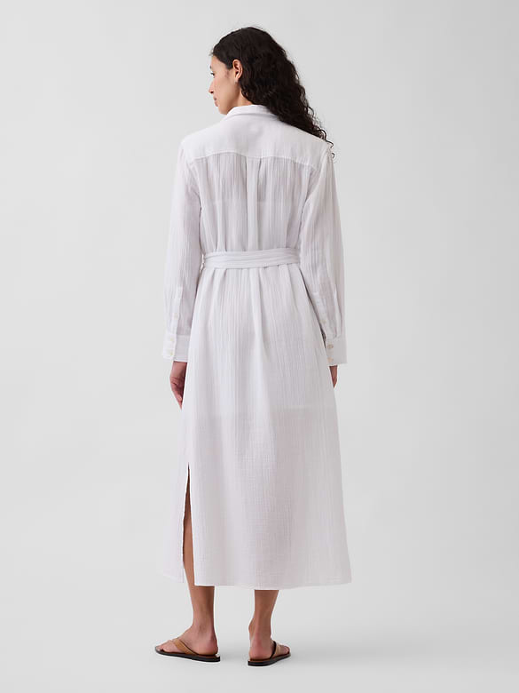 Cotton Gauze Maxi Shirtdress