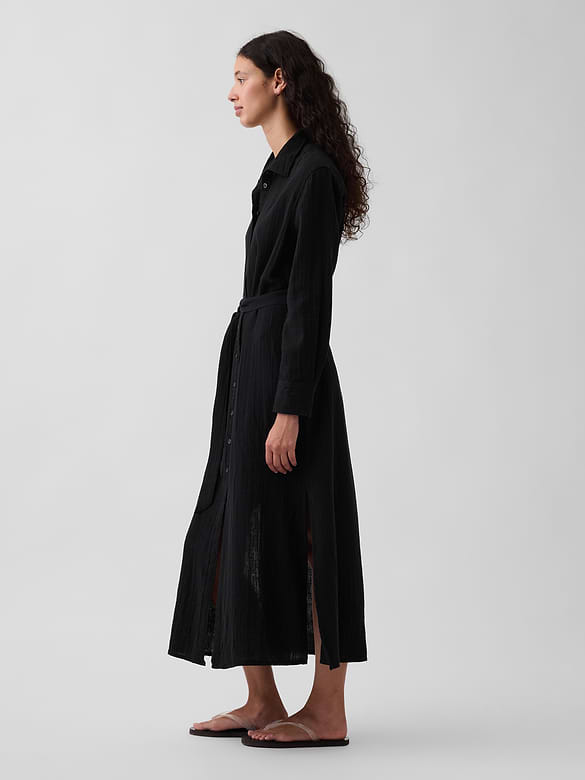 Cotton Gauze Maxi Shirtdress