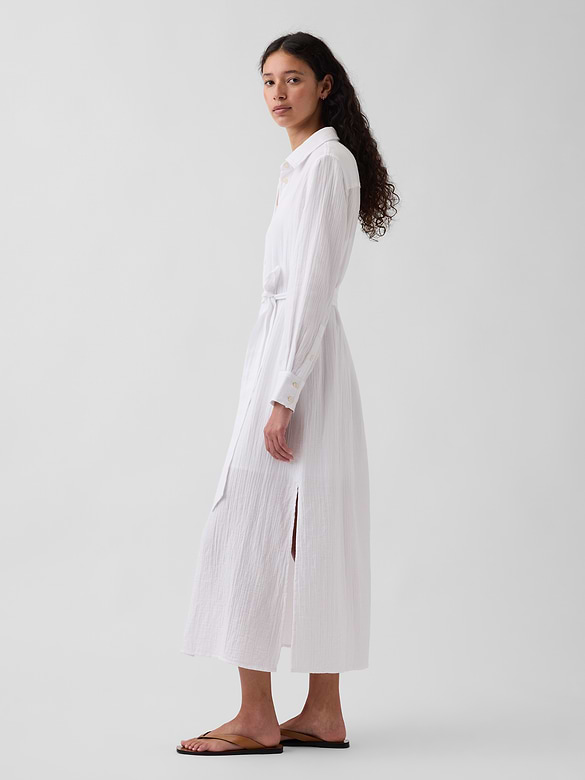 Cotton Gauze Maxi Shirtdress
