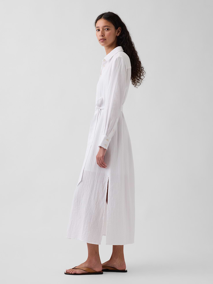 Image number 3 showing, Cotton Gauze Maxi Shirtdress