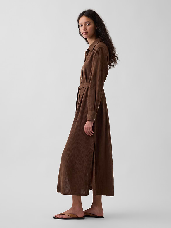 Cotton Gauze Maxi Shirtdress