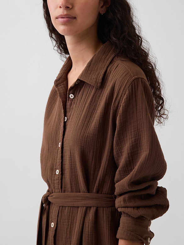 Cotton Gauze Maxi Shirtdress