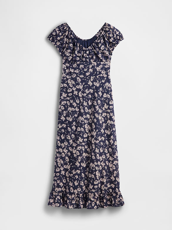 V-Neck Ruffle Hem Maxi Dress