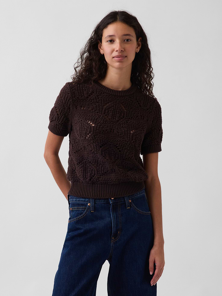 Image number 1 showing, 100% Cotton Crochet Sweater