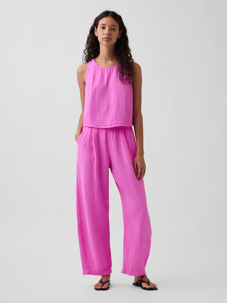 Image number 1 showing, Cotton Gauze Easy Barrel Pants
