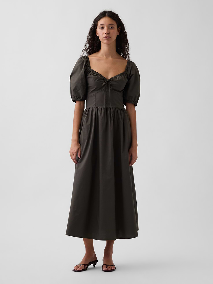 Image number 1 showing, Puff-Sleeve Corset Maxi Dress