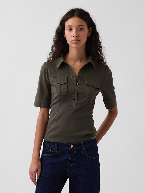 Modern Elbow-Sleeve Utility T-Shirt