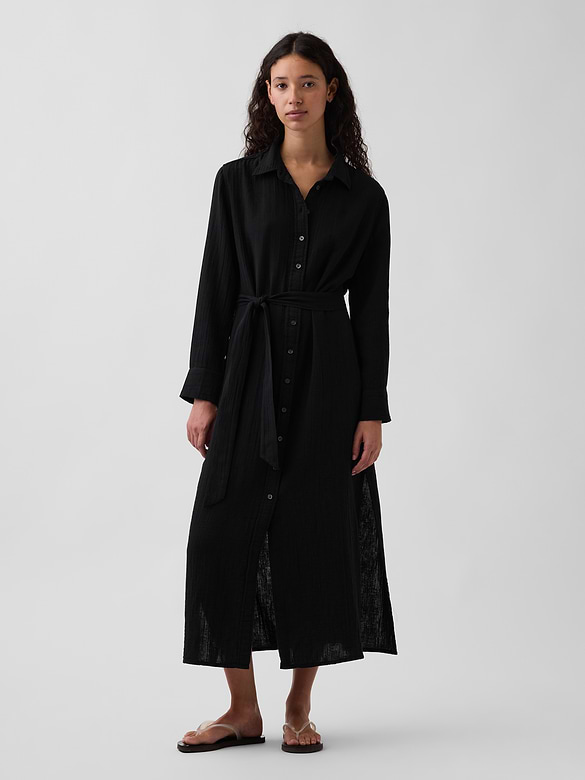 Cotton Gauze Maxi Shirtdress