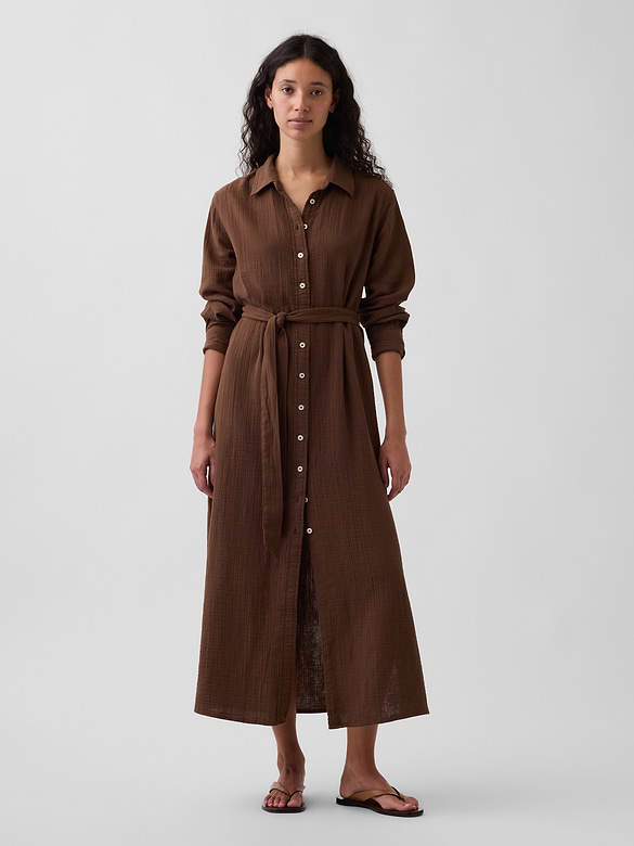 Cotton Gauze Maxi Shirtdress