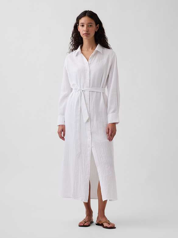 Cotton Gauze Maxi Shirtdress