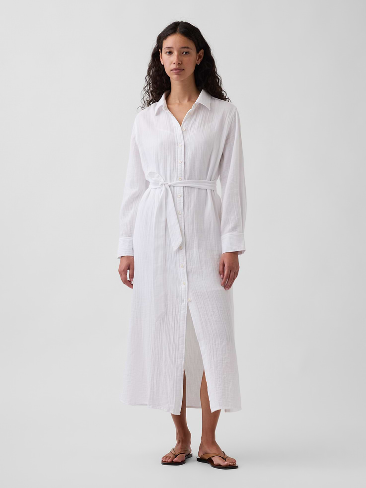 Image number 1 showing, Cotton Gauze Maxi Shirtdress