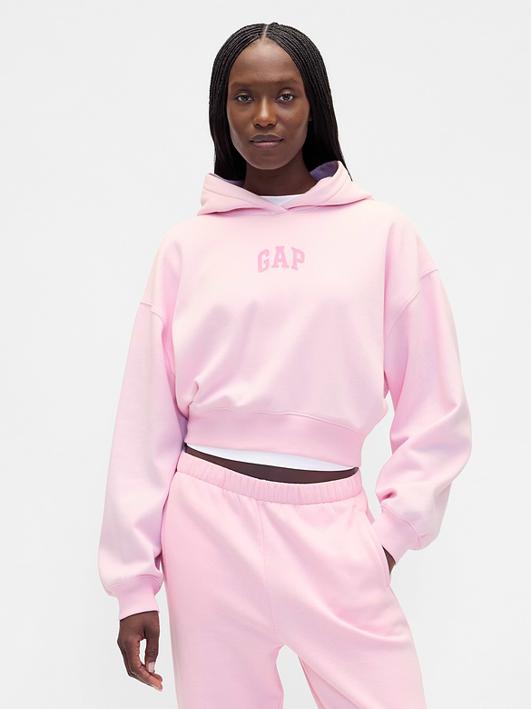 VintageSoft Crop Logo Hoodie