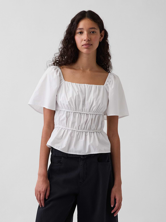 Square-Neck Peplum Top
