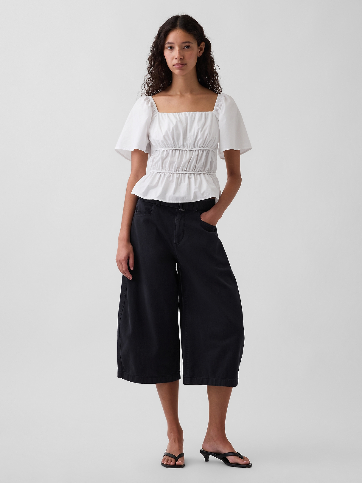 Square-Neck Peplum Top | Gap