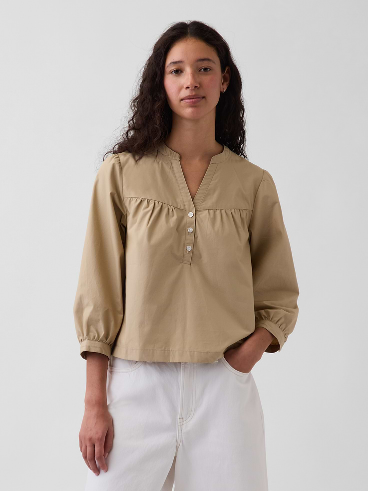 Image number 1 showing, Poplin Popover Top