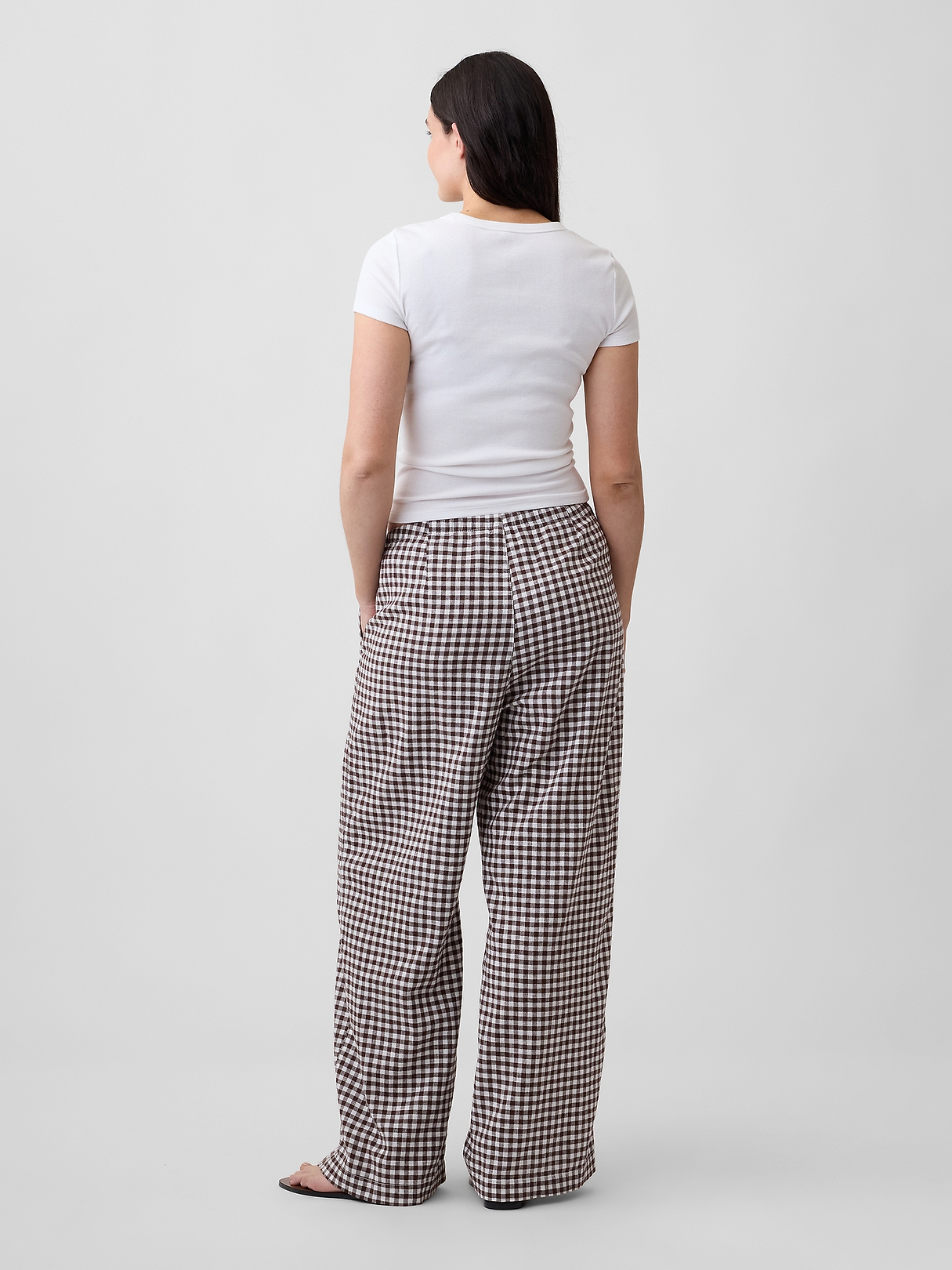 Mid Rise Pull-On Wide-Leg Linen-Blend Pants | Gap Factory