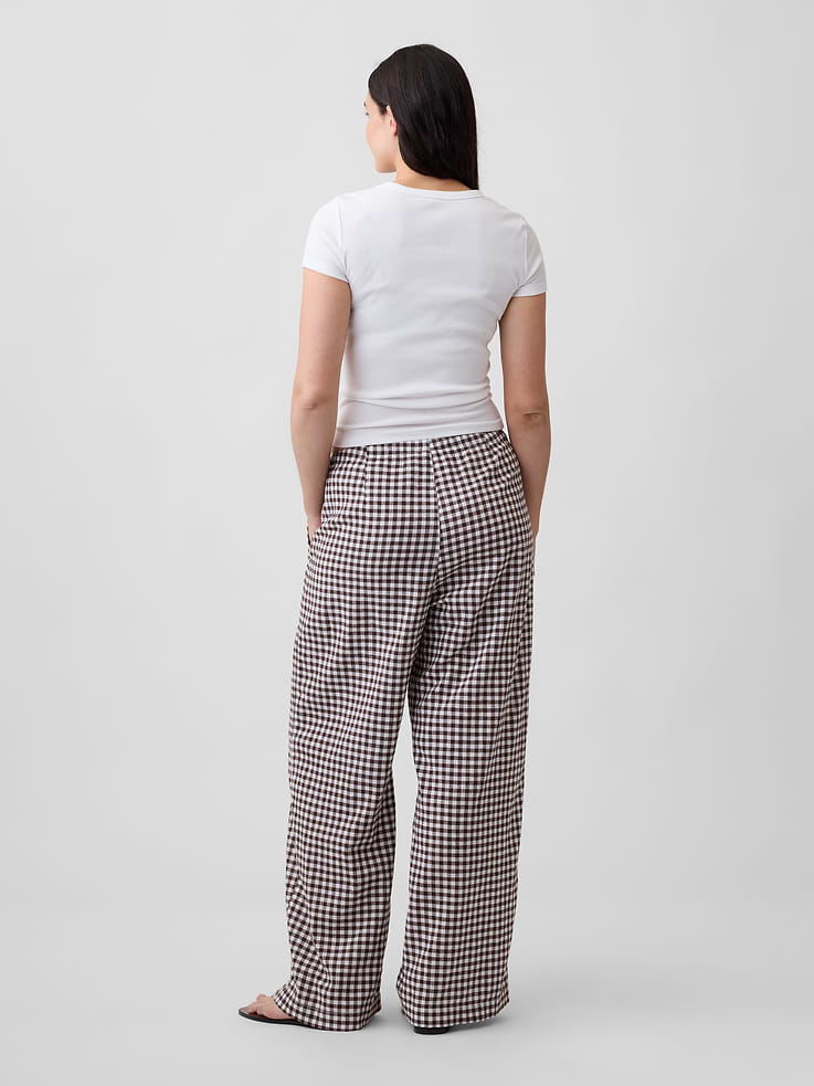 Image number 6 showing, Mid Rise Pull-On Wide-Leg Linen-Blend Pants