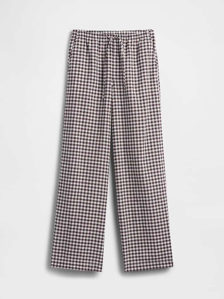 Image number 7 showing, Mid Rise Pull-On Wide-Leg Linen-Blend Pants