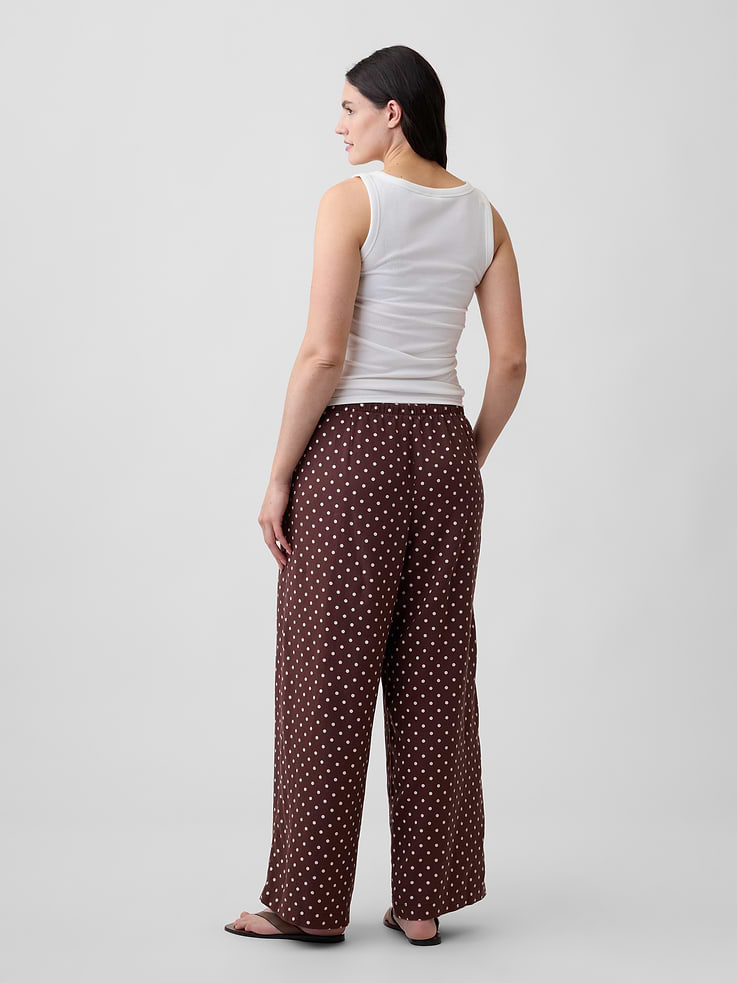Image number 6 showing, Mid Rise Pull-On Wide-Leg Linen-Blend Pants
