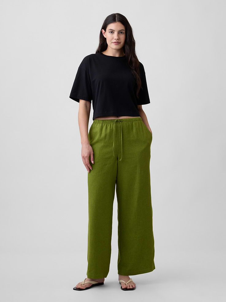 Image number 5 showing, Relaxed Linen-Blend Wide-Leg Pants