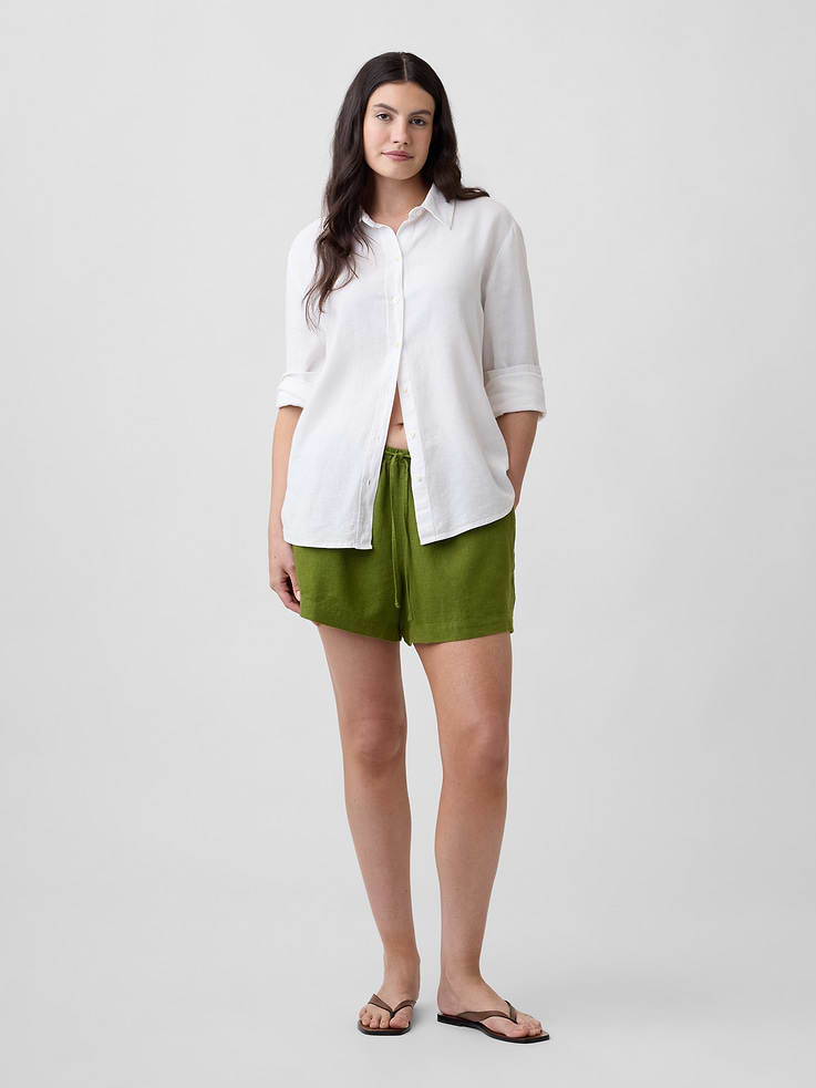 Image number 5 showing, 4" Pull-On Linen-Blend Shorts