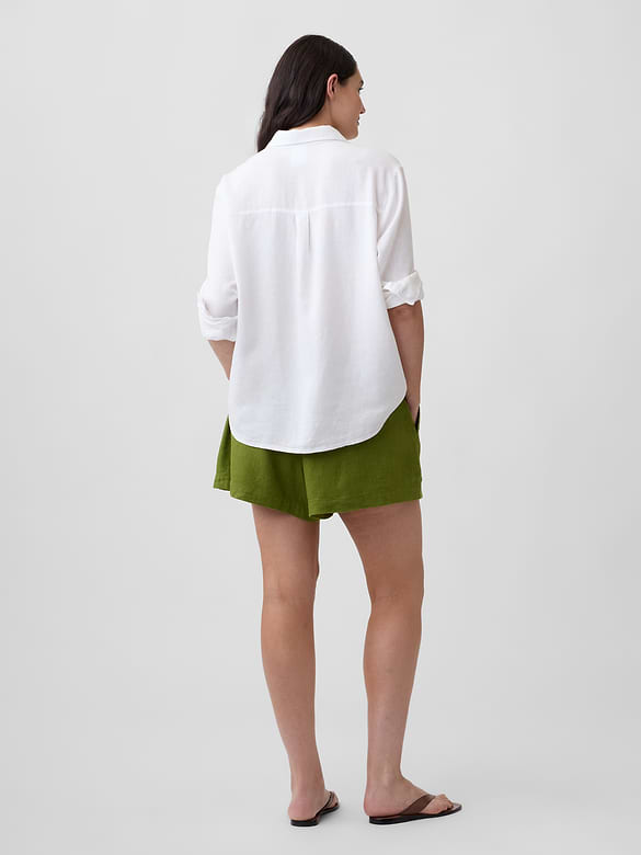 4" Pull-On Linen-Blend Shorts