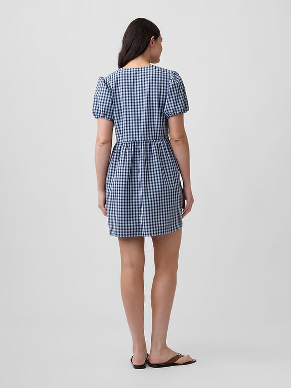 Puff Sleeve Tie-Front Mini Dress