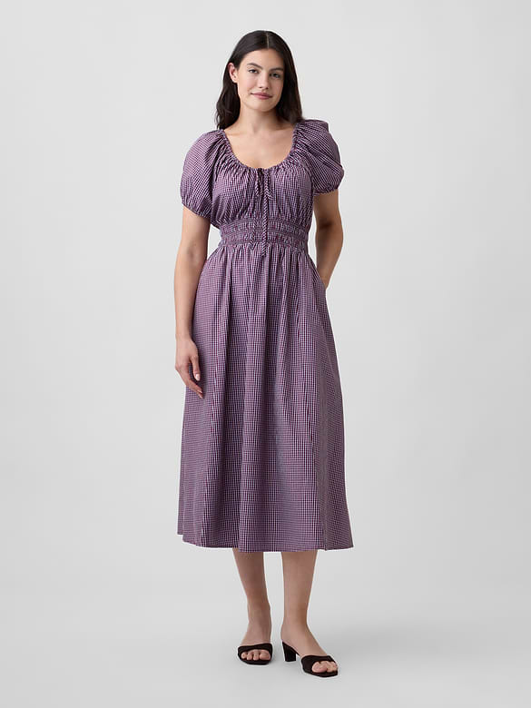 Puff Sleeve V-Neck Maxi Dress